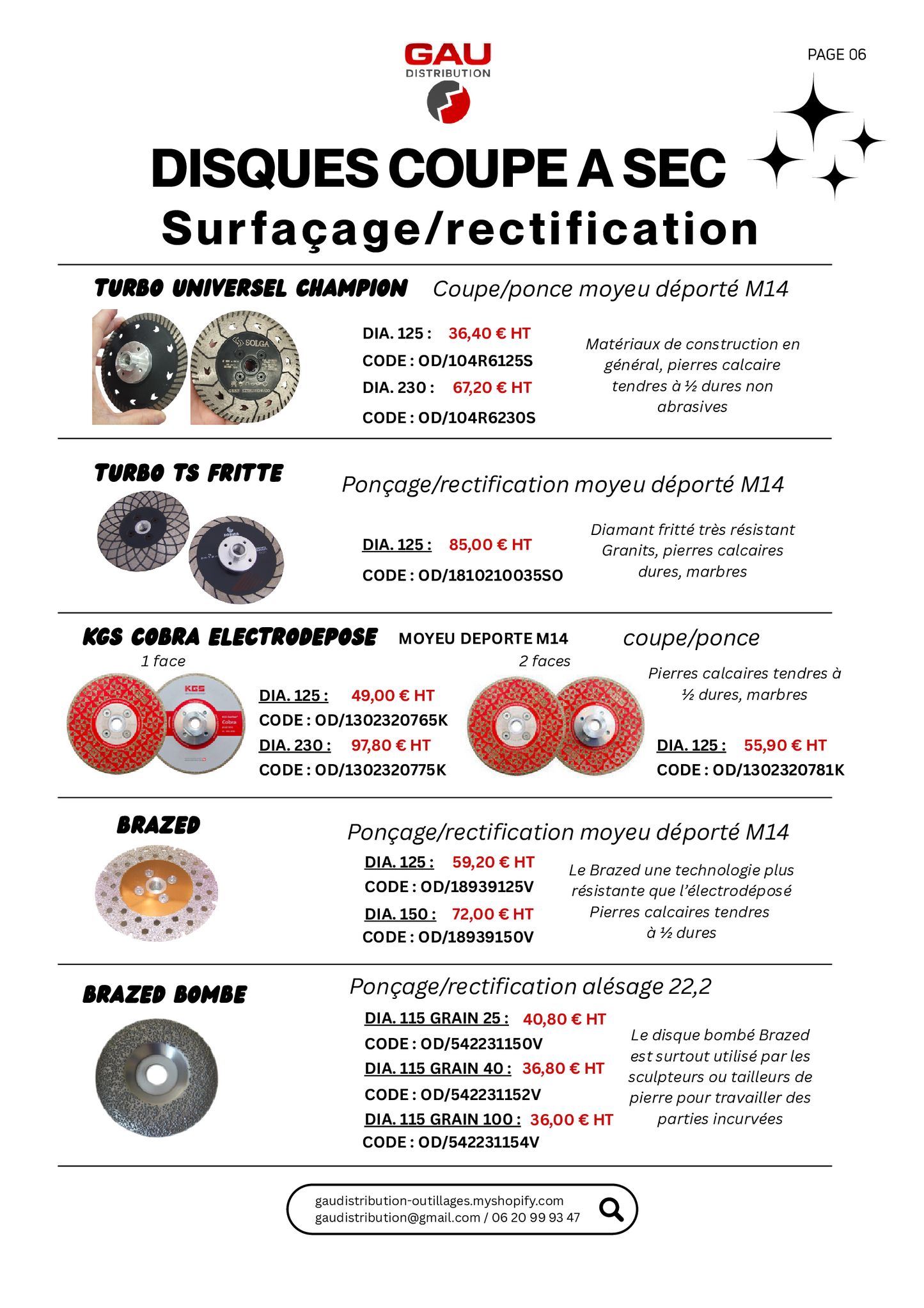 Catalogue produits Disques coupe à sec