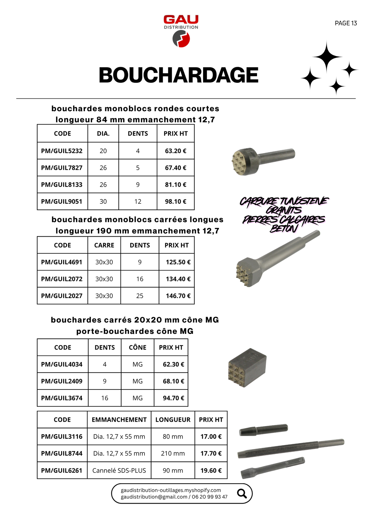 Catalogue produits Brossage-Bouchardage