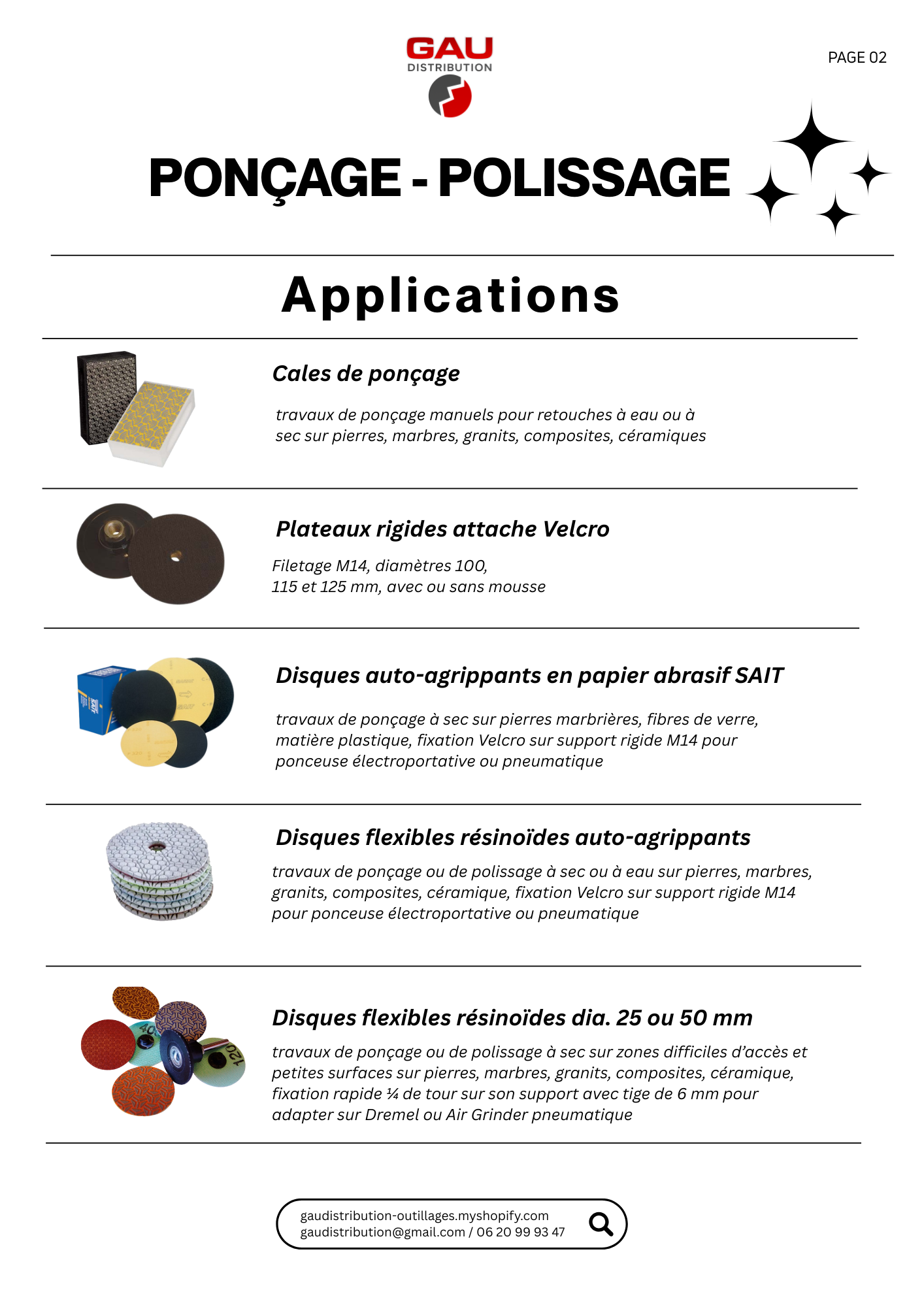Catalogue produits Ponçage - polissage