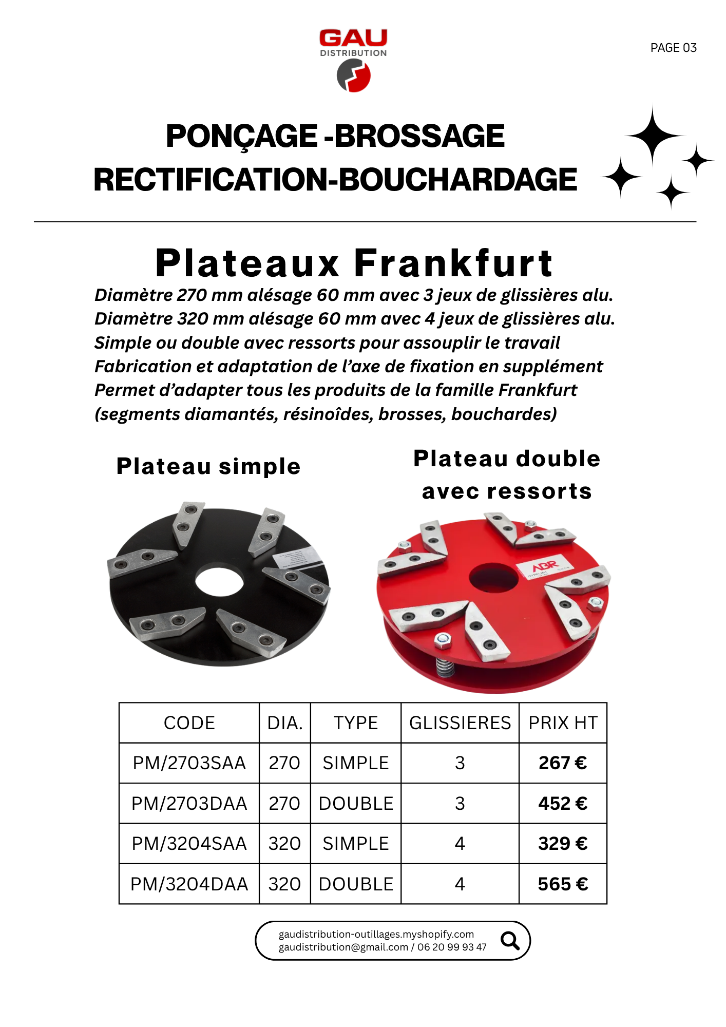 Catalogue produits Plateaux Frankfurt