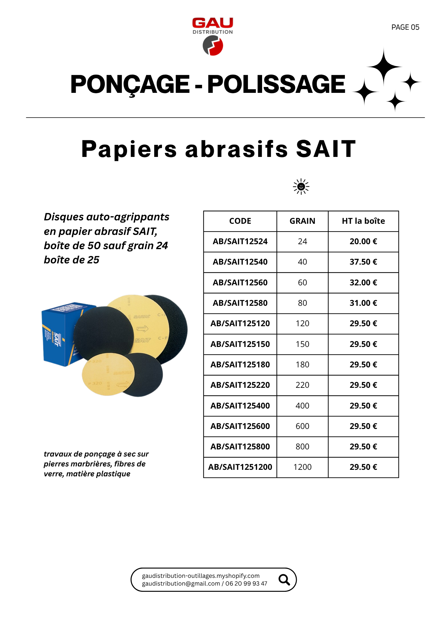 Catalogue produits Ponçage - polissage