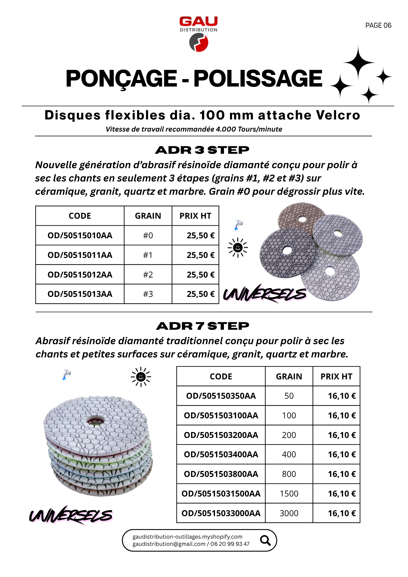 Catalogue produits Ponçage - polissage