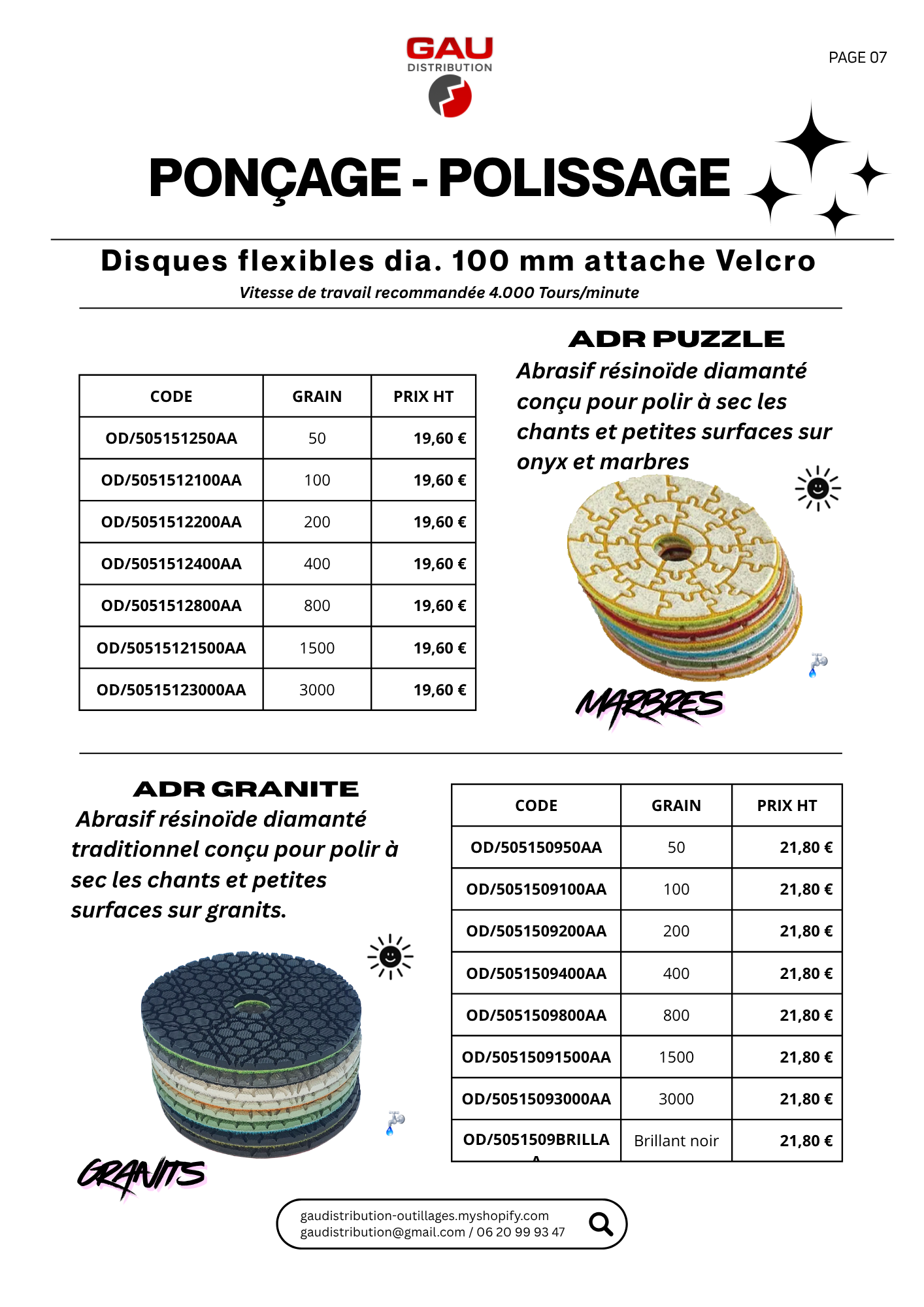 Catalogue produits Ponçage - polissage