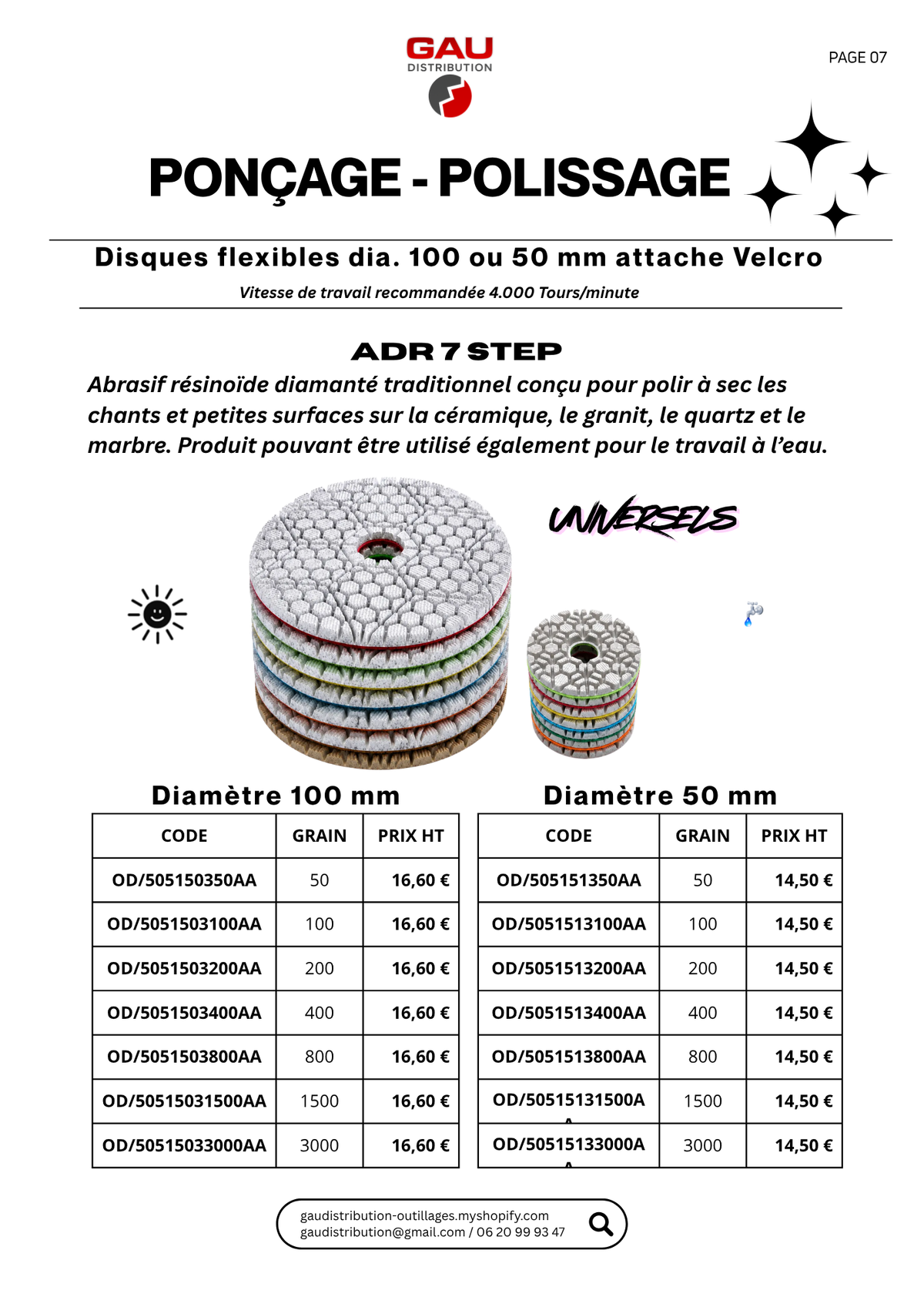 Catalogue produits Ponçage - polissage