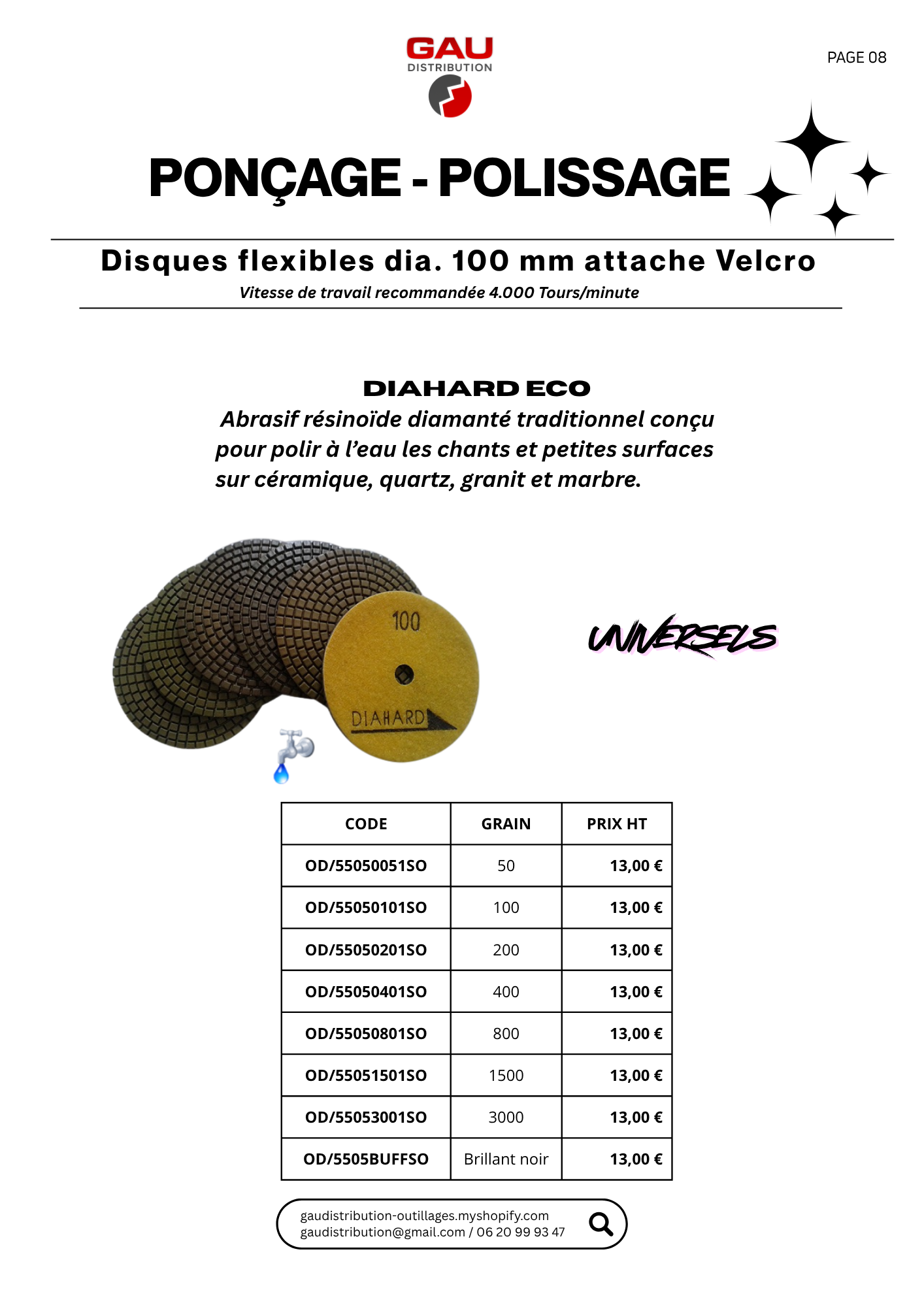 Catalogue produits Ponçage - polissage