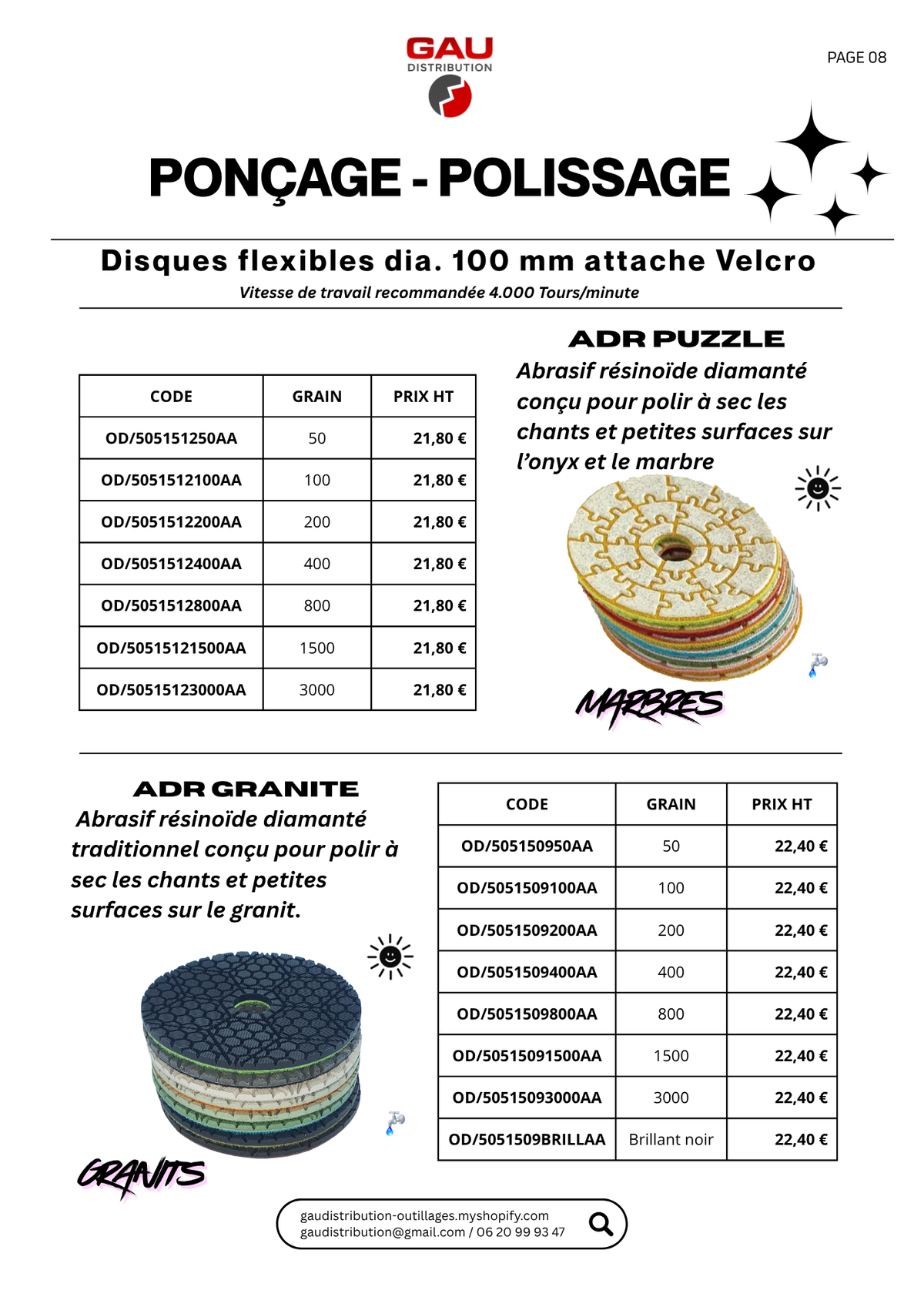 Catalogue produits Ponçage - polissage