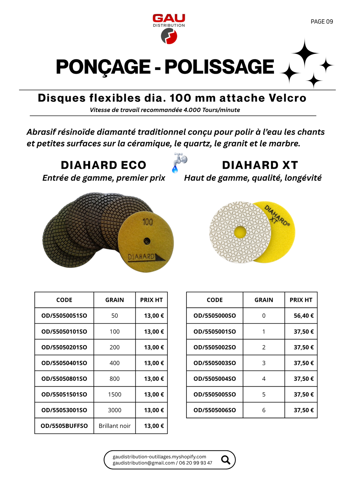 Catalogue produits Ponçage - polissage