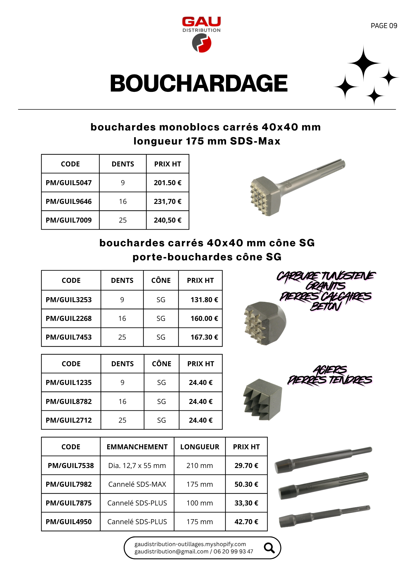 Catalogue produits Bouchardage